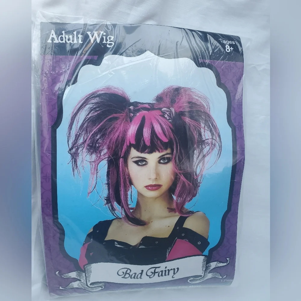 : new pink and black Bad Fairy Wig adult wig one sz fits most ages 8+